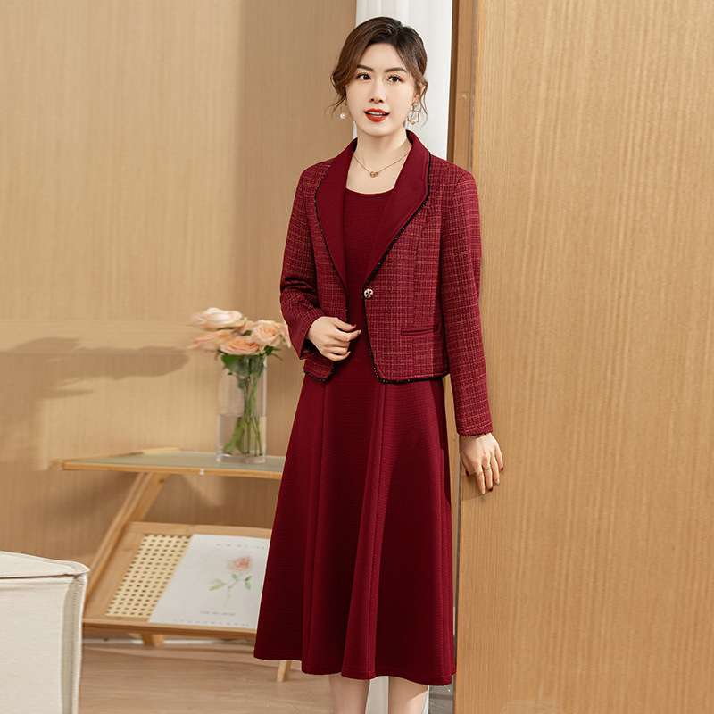 フォーマルスーツ チェック柄ジャケット ドレス セットアップ