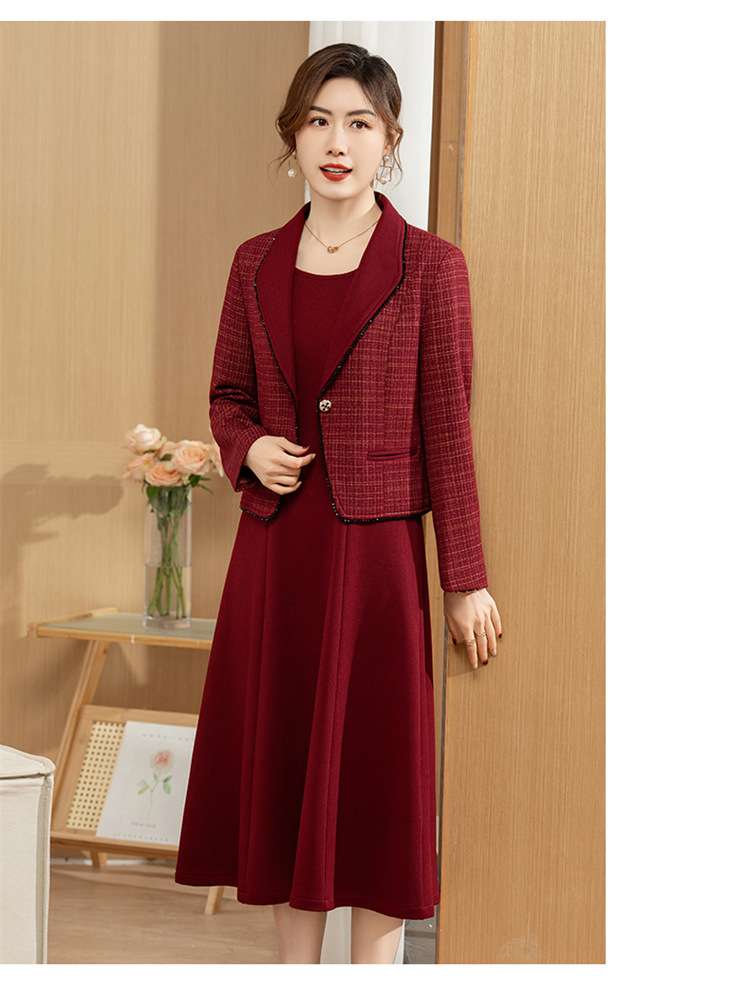 フォーマルスーツ チェック柄ジャケット ドレス セットアップ