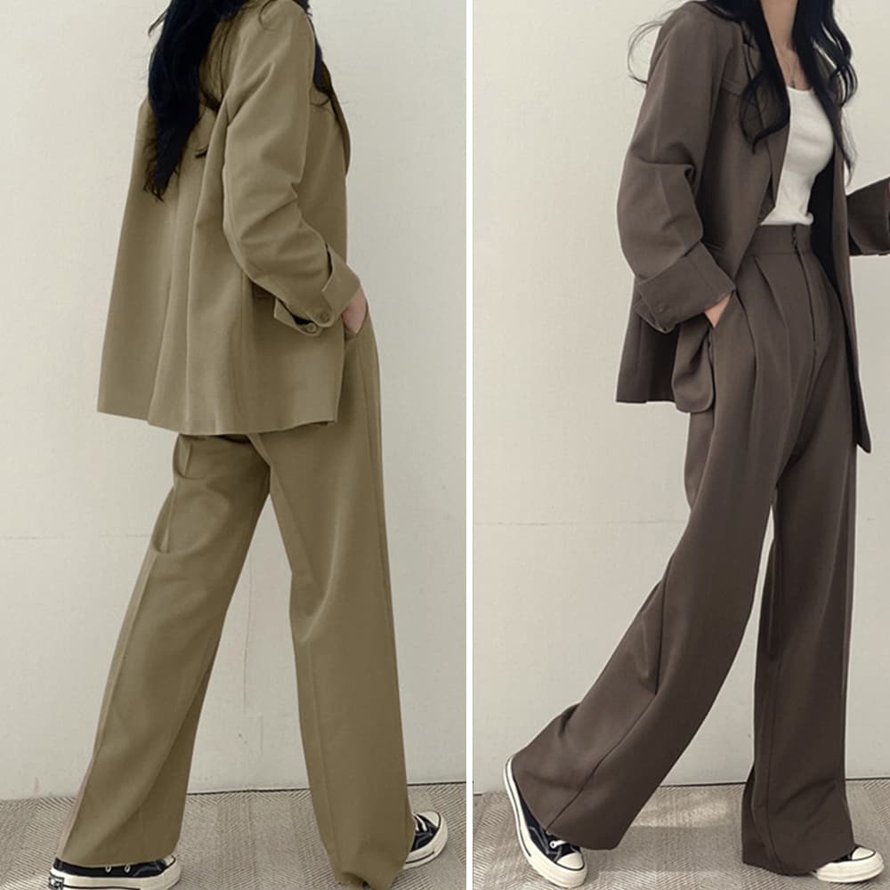 フォーマルスーツ 上品テーラードジャケット ワイドパンツスーツ上下セット