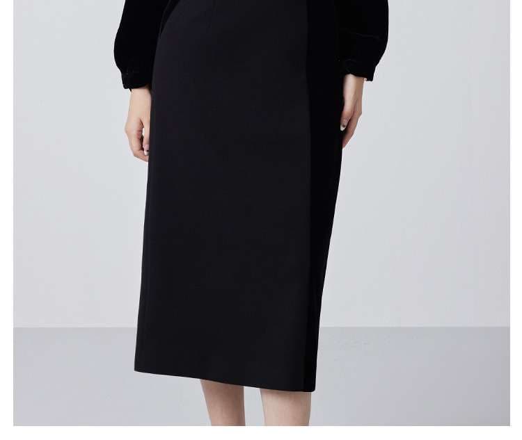 フォーマルスーツ パール付きリボンタイ ベルベットワンピース