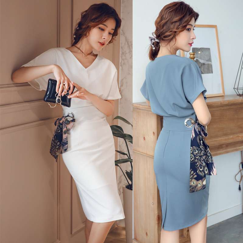 フォーマルスーツ エレガントVネックタイトワンピース