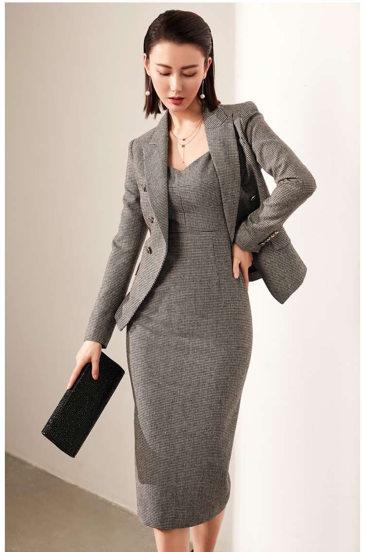 フォーマルスーツ エレガントグレーツイードスーツセット