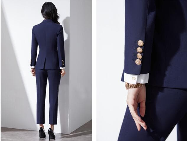 フォーマルスーツ レディース 上質 紺色パンツスーツ 通勤面接用