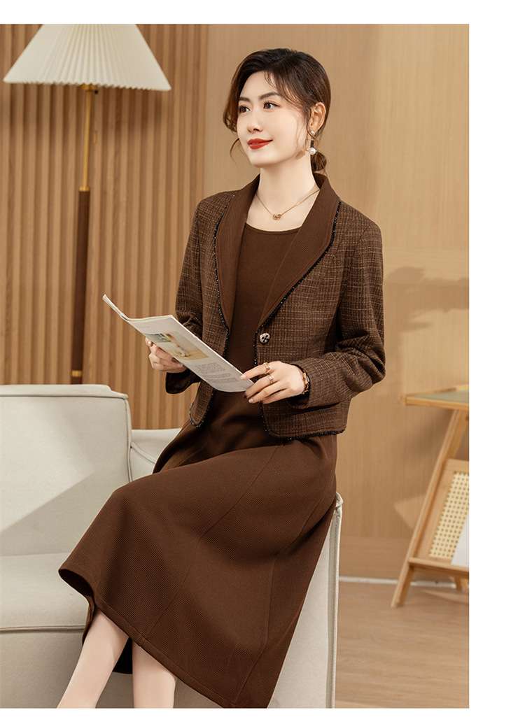 フォーマルスーツ チェック柄ジャケット ドレス セットアップ