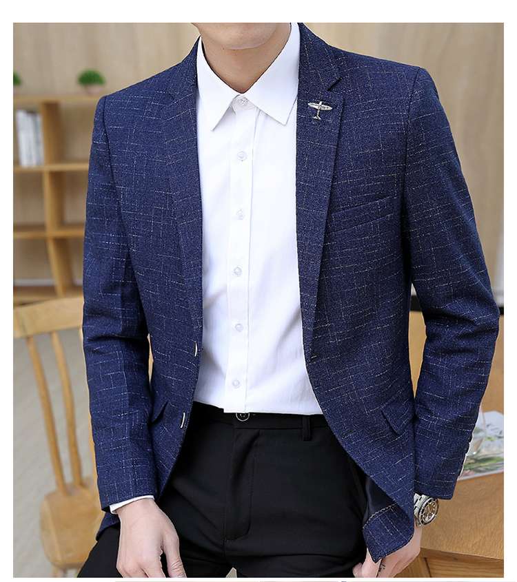 フォーマルスーツ 紺色チェック柄フォーマルテーラード上着 ジャケット