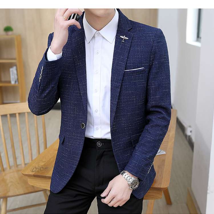 フォーマルスーツ 紺色チェック柄フォーマルテーラード上着 ジャケット